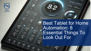 A modern tablet for home automation, featuring a sleek, bezel-less design with a large high-resolution display. The screen shows smart home controls, making it an ideal option for the **best tablet for home automation** setup.